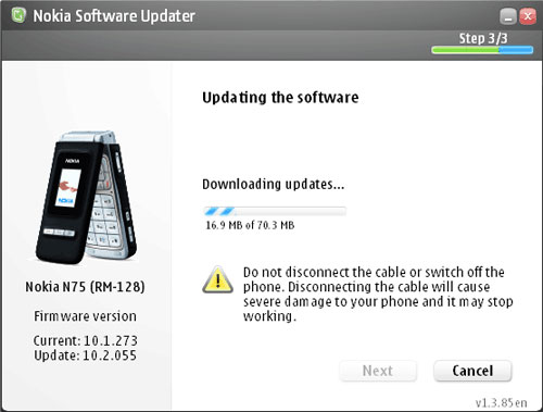 Nokia N75 software update utility